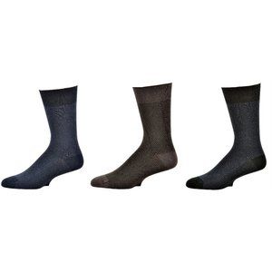 Men's Bamboo Dark Herringbone Crew 3 Pair  Socks